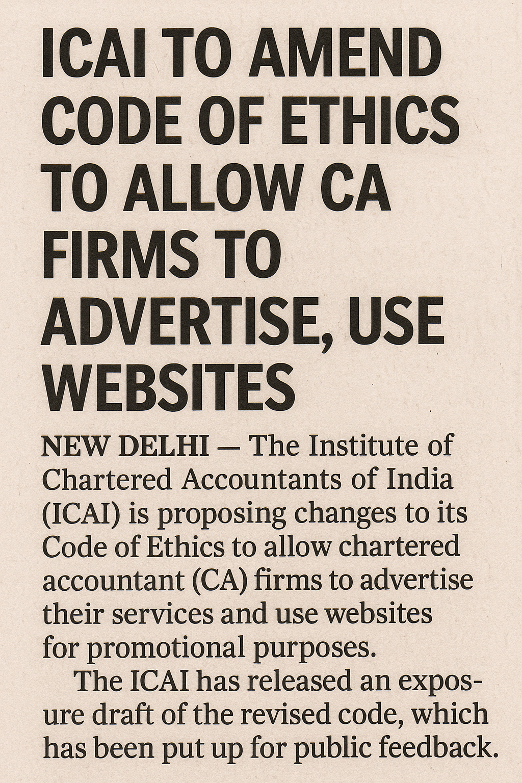 How CA Firms Can Now Promote Their Business: Big Shift in Advertising Rules by Institute of Chartered Accountants of India (ICAI)